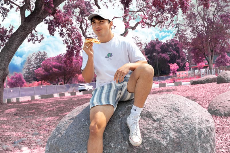 Zachary Lyon eating free pizza from Gunn High School